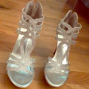 Silver platform heels